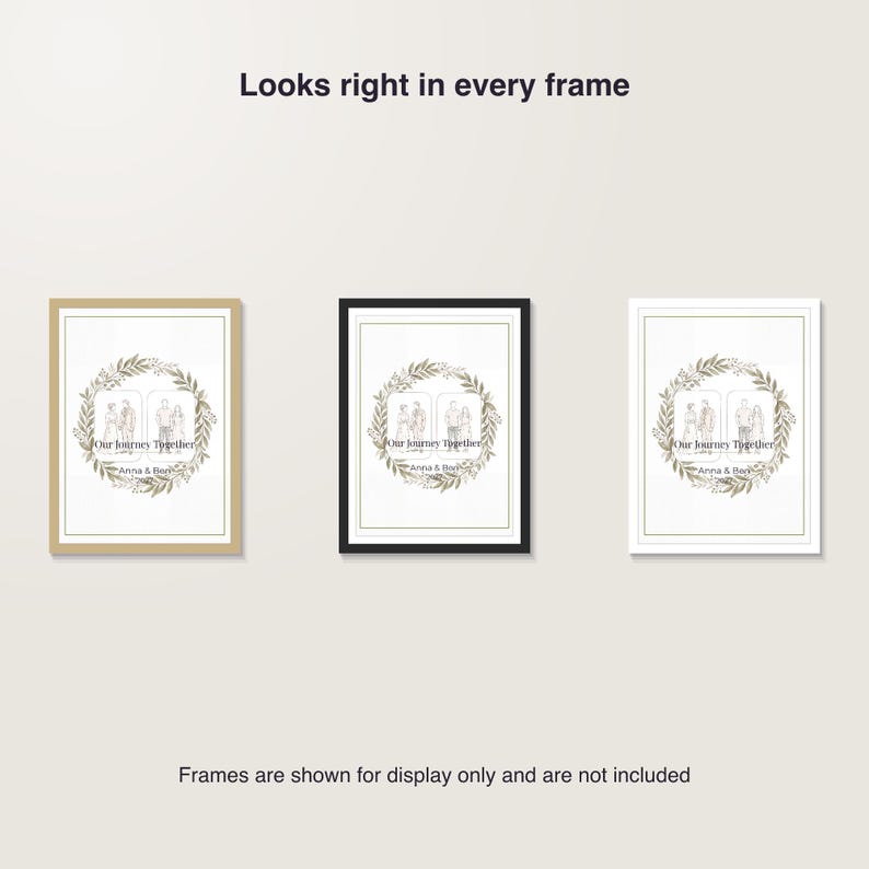 Then and Now Anniversary Photo Print for Couples, Custom Comparison Poster, Printable Instant PDF 30 x 40 cm image 7