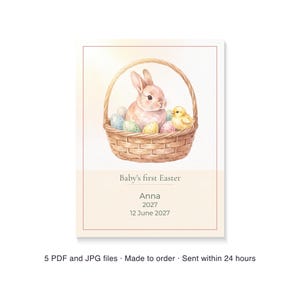 Baby's First Easter Print, Personalized Baby Easter Poster with Custom Name and Year, Printable Nursery Wall Art image 6