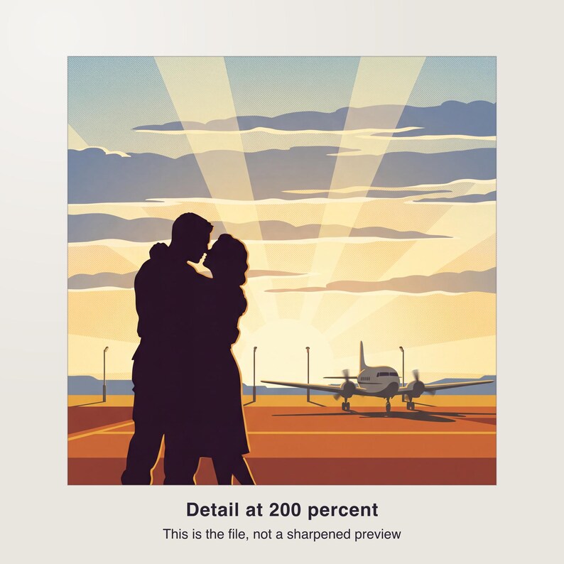 Heimkehr Poster Vintage Reiseplakat Kunstdruck Digital Download | Militär Wiedersehen Rollfeld Wandbild | PDF Sofort-Download bis 30x40 image 3