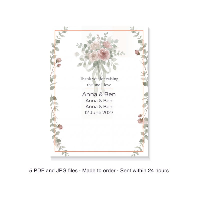 Mother of the Groom Poem Print, Personalized Wedding Gift for Parents, Custom Names and Wedding Date, Printable Wall Art PDF Bild 6