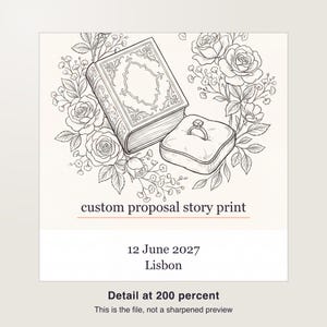 Hoe hij je ten huwelijk vroeg - Afdrukbare poster, gepersonaliseerd aanzoekverhaal met datum en locatie, printbaar PDF-bestand 30 x 40 cm afbeelding 3