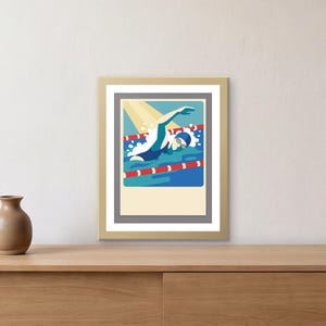 Personalized Swimmer Poster, Custom Swim Team Gift Print with Name and Time, Printable PDF Wall Art, 30 x 40 cm image 1