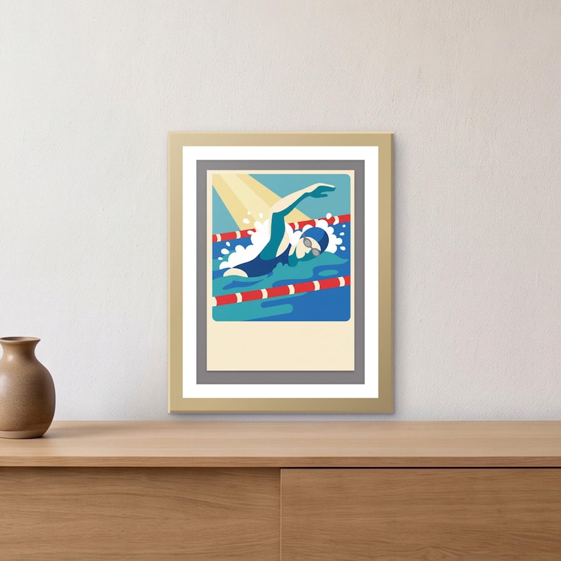 Personalized Swimmer Poster, Custom Swim Team Gift Print with Name and Time, Printable PDF Wall Art, 30 x 40 cm image 1