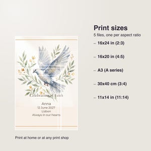Personalized First Communion Gift Print, Custom Confirmation Gift with Name Date and Bible Verse, Printable PDF 30 x 40 cm image 5