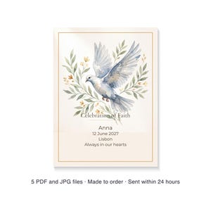 Personalized First Communion Gift Print, Custom Confirmation Gift with Name Date and Bible Verse, Printable PDF 30 x 40 cm image 6