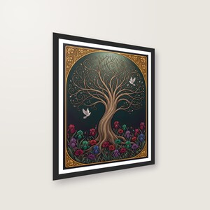 Trauer Fingerabdruckbaum als Gästebuch für Trauerfeier Digitaler Kunstdruck zum Selbstdrucken image 2
