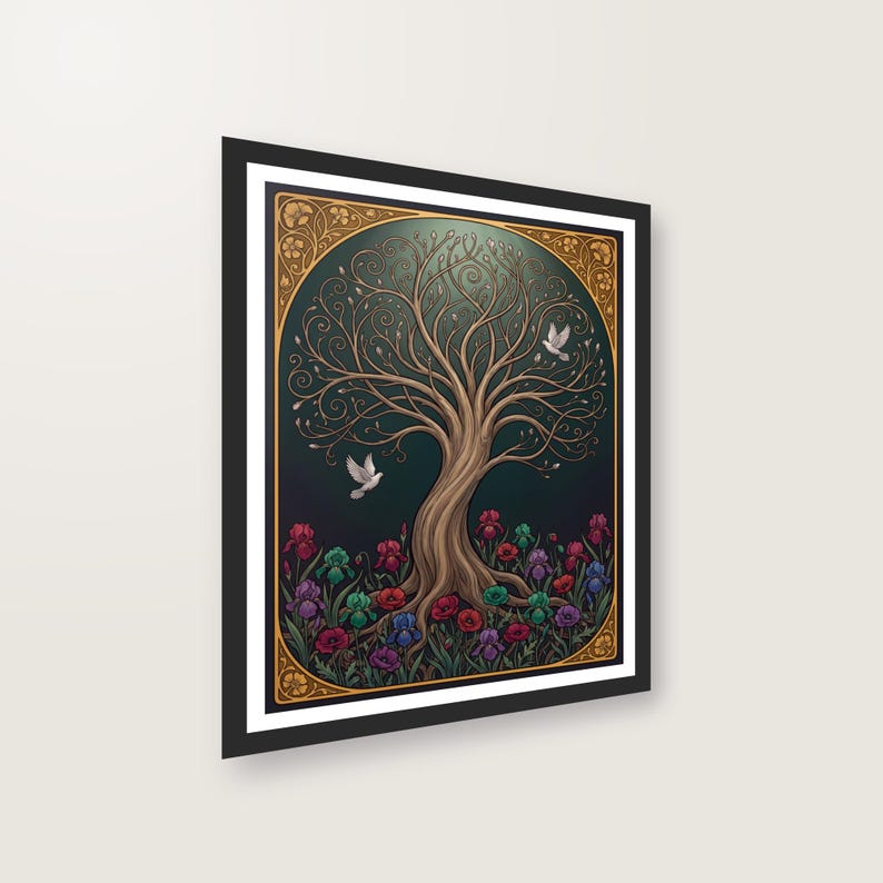 Trauer Fingerabdruckbaum als Gästebuch für Trauerfeier Digitaler Kunstdruck zum Selbstdrucken image 2