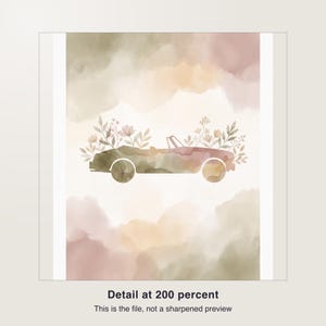 Just Married Sign for Car, Personalized Wedding Getaway, Sparkler Send Off, Custom Watercolor Printable PDF image 3