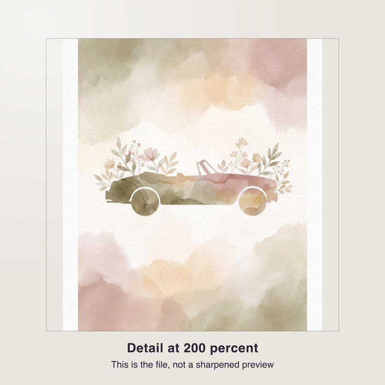 Just Married Sign for Car, Personalized Wedding Getaway, Sparkler Send Off, Custom Watercolor Printable PDF image 3