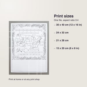 Personalized national park map print, custom travel tracker poster with family name, 30 x 40 cm PDF, instant download image 5