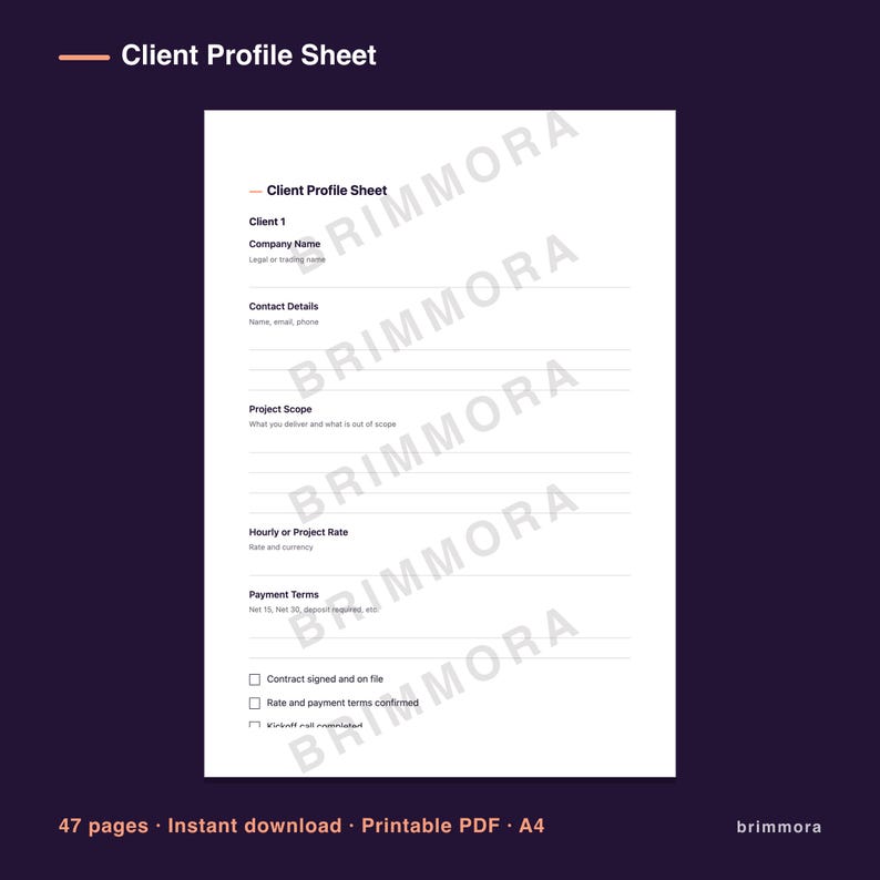Freelance Client and Invoice Tracker Printable, Weekly Admin Checklist and Payment Follow Up Pages imagen 3