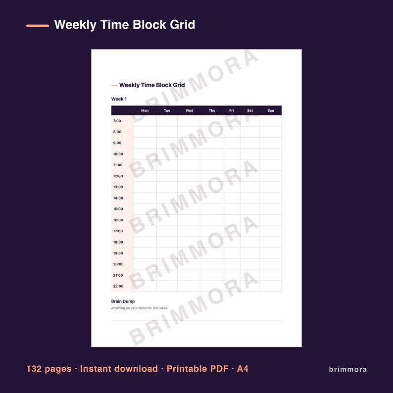 Undated ADHD Daily Planner Printable, Time Blocking and Task Breakdown Pages for Adults, PDF image 3
