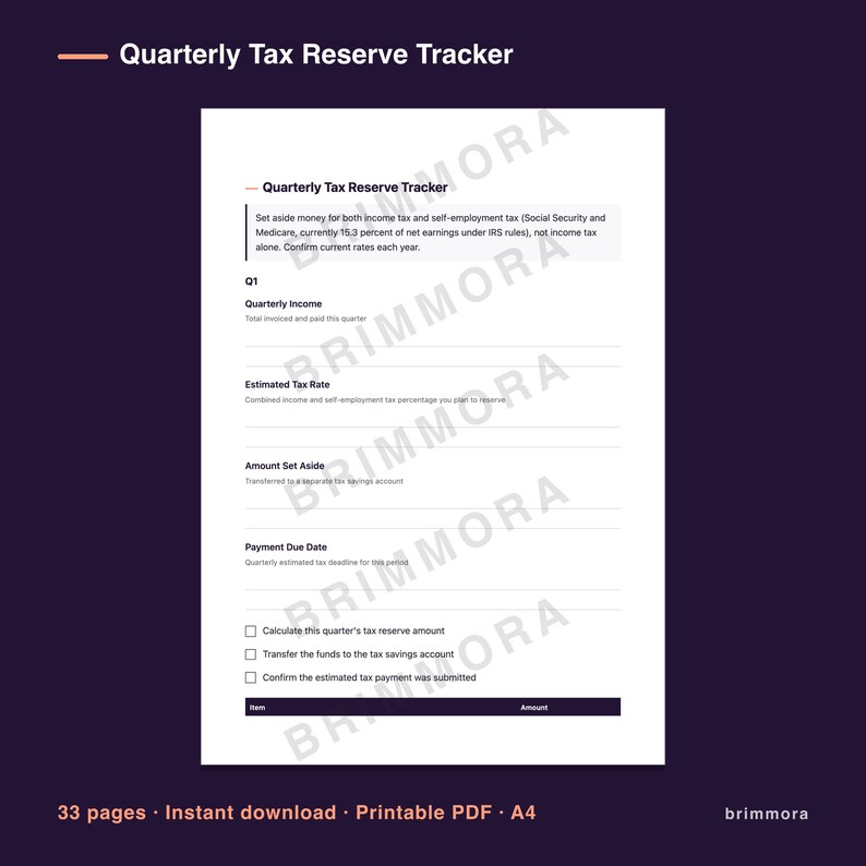 Freelance Invoice and Expense Tracker Printable, Client Log, Mileage and Quarterly Tax Pages, PDF image 5