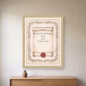 Custom Love Letter Print, Personalized Anniversary Keepsake, Handwritten Wall Art image 1