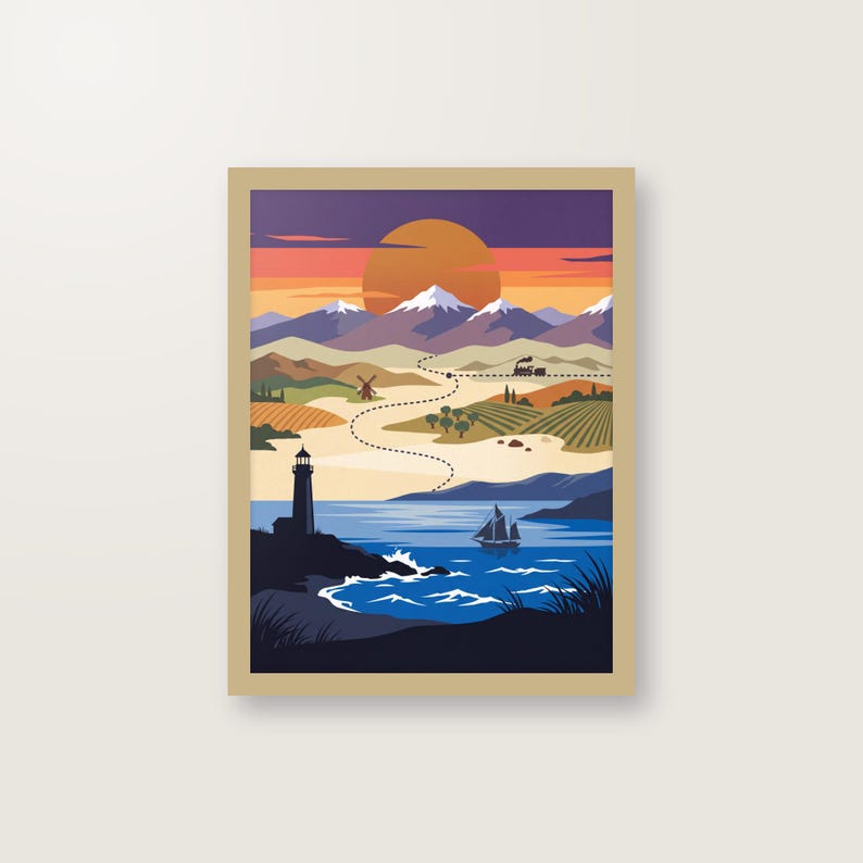 Digitale Hochzeits-Reisekarte als Gästebuch-Poster – Linienzeichnung auf Naturweiss, PDF bis 30x40 cm, Sofort-Download imagen 1