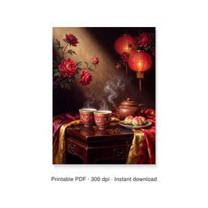 Chinesisches Teezeremonie Poster, Double Happiness Kunstdruck, Hochzeit Wandbild, Digitaler Download PDF bis 30x40 cm imagen 6