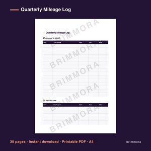 Freelancer Tax Planner, Quarterly Expense Tracker, Printable PDF for Self-Employed image 4