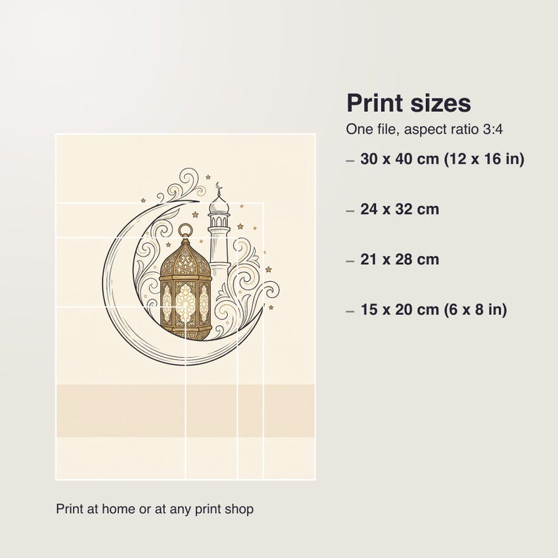 Impresión personalizada con el nombre de la familia para Ramadán, letrero personalizado de Eid Mubarak, decoración islámica para el hogar, PDF imprimible de 30 x 40 cm. imagen 5
