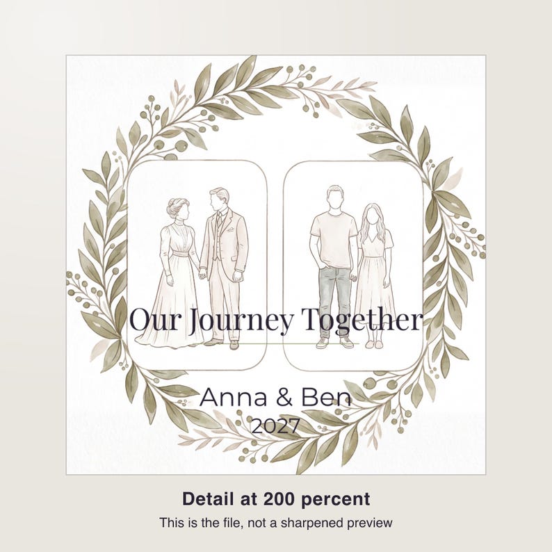 Then and Now Anniversary Photo Print for Couples, Custom Comparison Poster, Printable Instant PDF 30 x 40 cm image 3