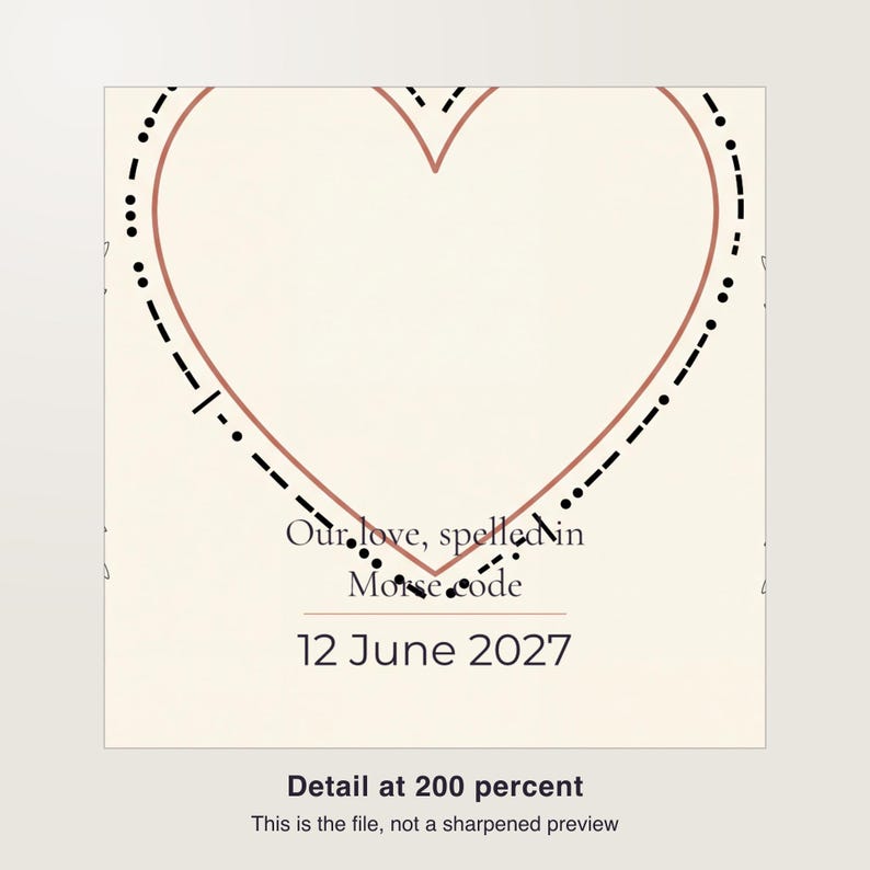 Custom Morse Code Print, Personalized Name and Date Wedding Anniversary Poster, Printable PDF 30 x 40 cm image 6