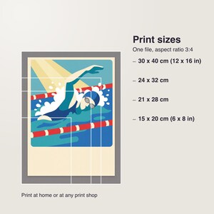 Personalized Swimmer Poster, Custom Swim Team Gift Print with Name and Time, Printable PDF Wall Art, 30 x 40 cm image 5