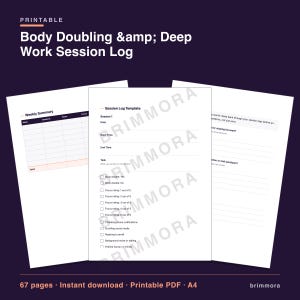 Body Doubling & Deep Work Session Log Printable Planner PDF bild 2