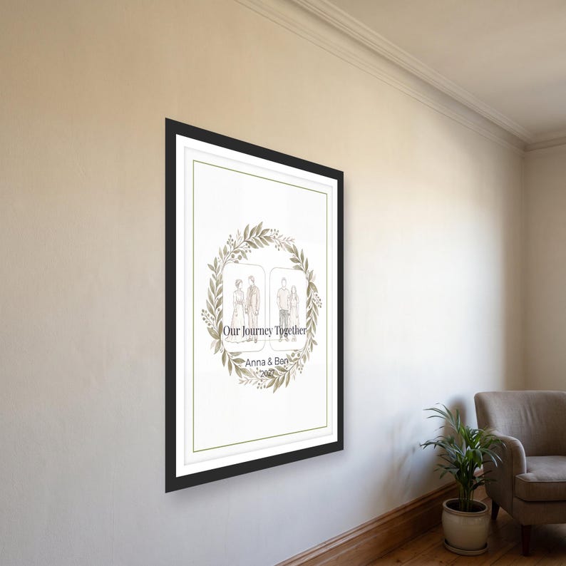 Then and Now Anniversary Photo Print for Couples, Custom Comparison Poster, Printable Instant PDF 30 x 40 cm image 2