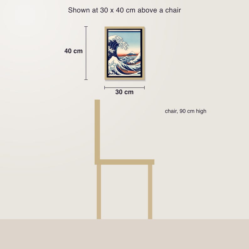 Japanische Welle Kunstdruck Digital | Ukiyo-e Woodblock Poster Download | Indigo Wandbild PDF bis 30x40 cm image 4