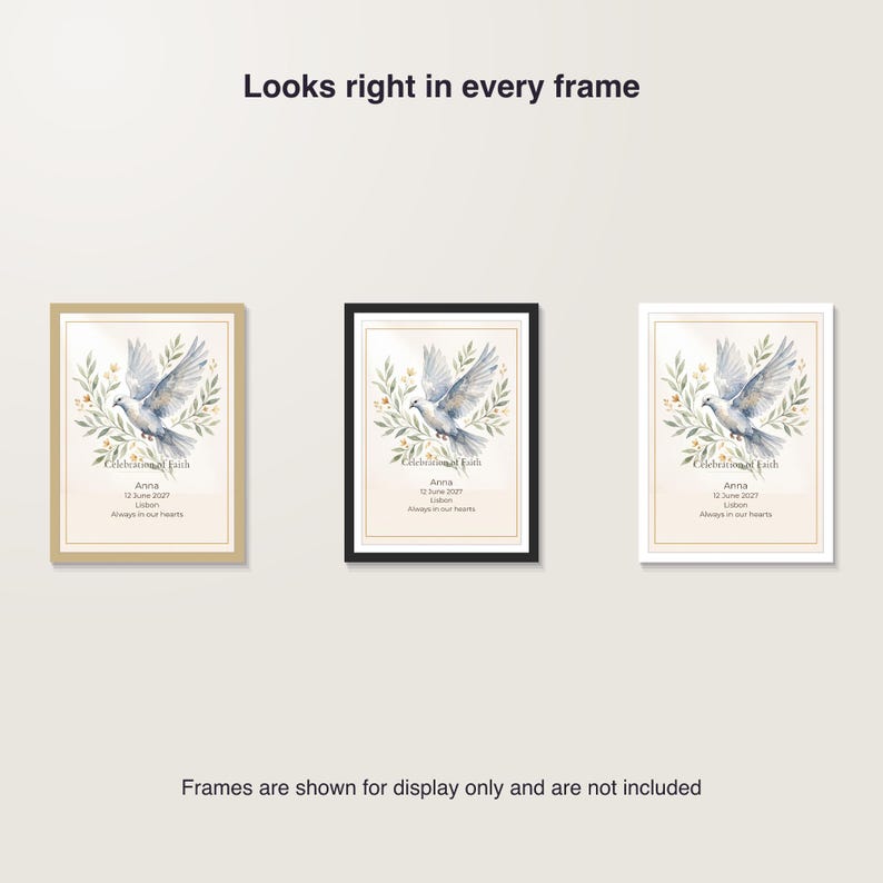 Personalized First Communion Gift Print, Custom Confirmation Gift with Name Date and Bible Verse, Printable PDF 30 x 40 cm image 7