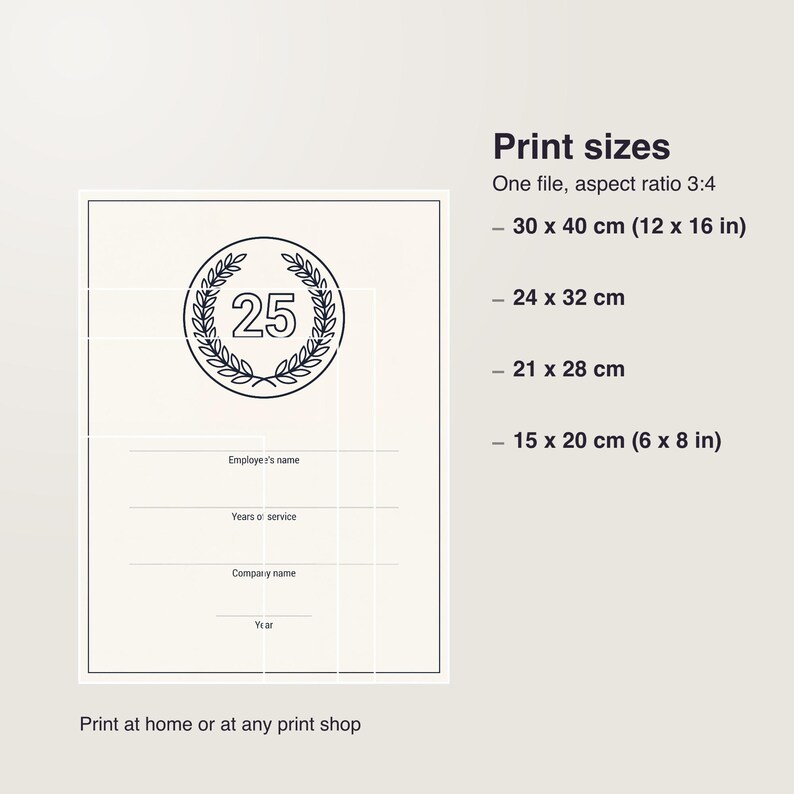 Personalized Work Anniversary Print, Custom Years of Service Poster, Employee Gift PDF image 5