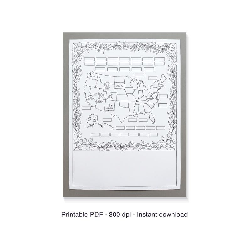 Personalized national park map print, custom travel tracker poster with family name, 30 x 40 cm PDF, instant download image 6