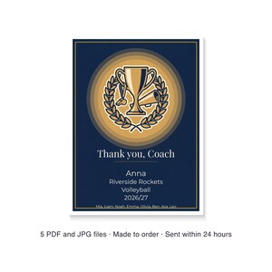 Personalized Thank You Coach Print, Custom Coach Appreciation Poster with Team and Player Names, End of Season Printable Gift PDF image 6
