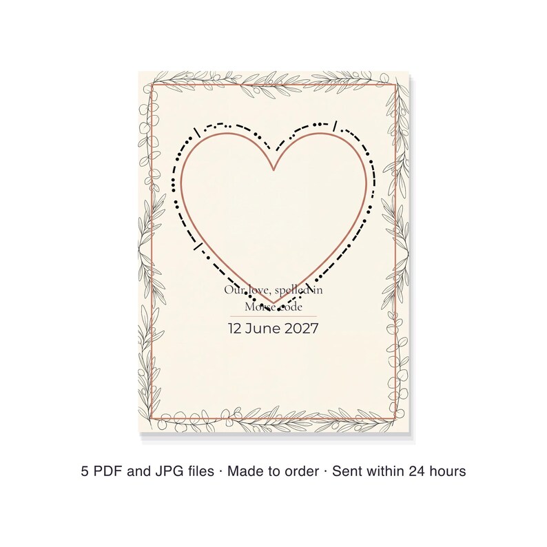 Custom Morse Code Print, Personalized Name and Date Wedding Anniversary Poster, Printable PDF 30 x 40 cm image 10