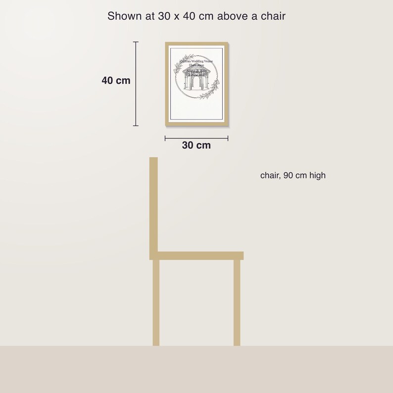 custom wedding venue illustration print, personalized venue sketch from photo, printable PDF 30 x 40 cm image 4