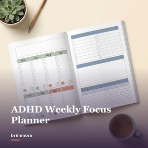 adhd weekly planner printable pdf, time management pages image 1