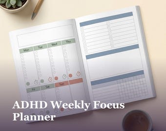 adhd weekly planner printable pdf, time management pages