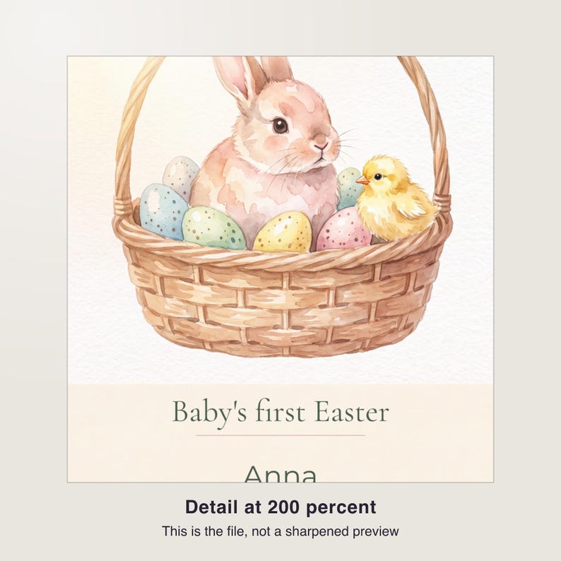 Baby's First Easter Print, Personalized Baby Easter Poster with Custom Name and Year, Printable Nursery Wall Art image 3