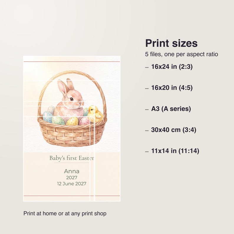 Baby's First Easter Print, Personalized Baby Easter Poster with Custom Name and Year, Printable Nursery Wall Art image 5