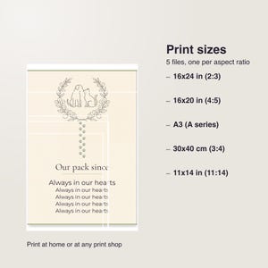 custom pet family poster, our pack since sign, personalized multi pet names print, 30 x 40 cm printable pdf image 5