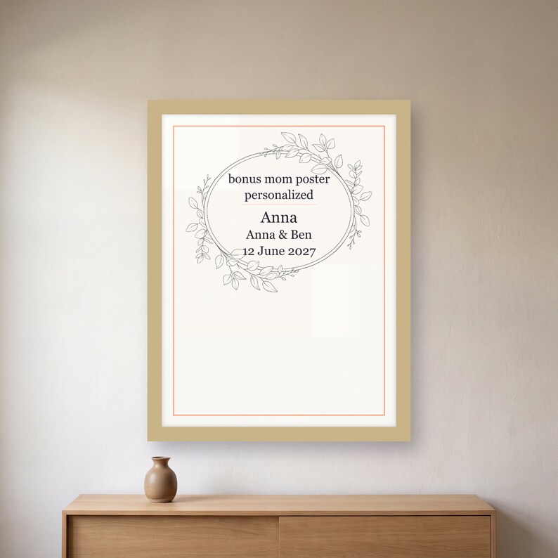 Bonus Mom Poster Personalized, Custom Stepmom Definition Print, Printable Mother's Day Gift with Custom Name image 1