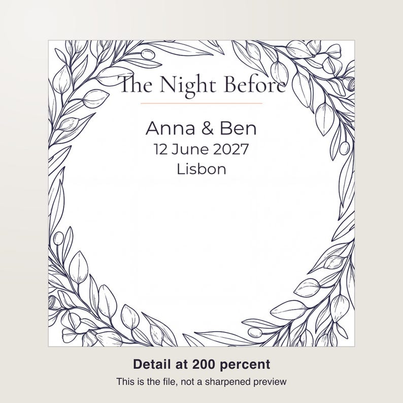 Rehearsal Dinner Welcome Sign Personalized, Custom The Night Before Wedding Sign with Names and Date, Printable Wall Art image 3