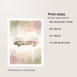 Just Married Sign for Car, Personalized Wedding Getaway, Sparkler Send Off, Custom Watercolor Printable PDF image 5
