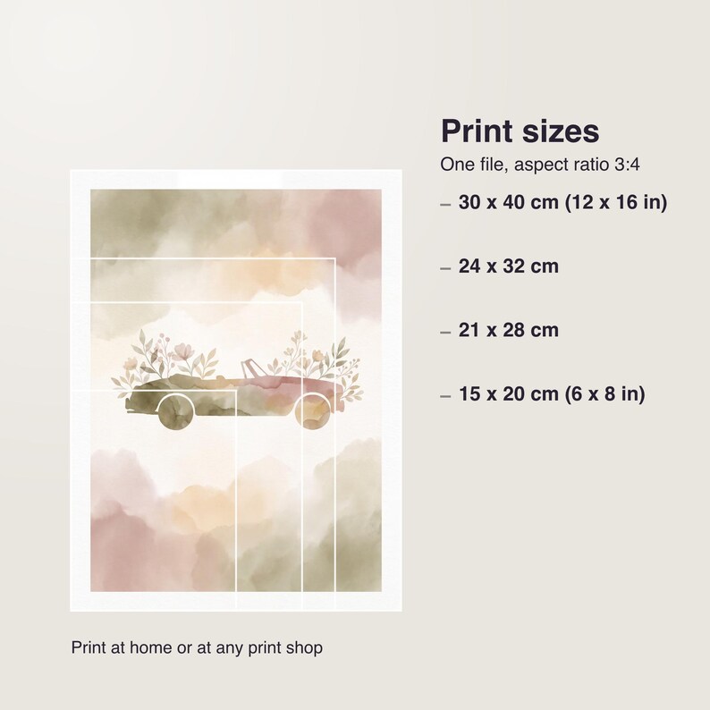Just Married Sign for Car, Personalized Wedding Getaway, Sparkler Send Off, Custom Watercolor Printable PDF image 5