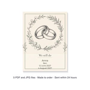 Personalized Vow Renewal Print, Custom Vow Renewal Poster, Anniversary Gift for Couples with Names and Ceremony Date, Keepsake Wall Art image 6