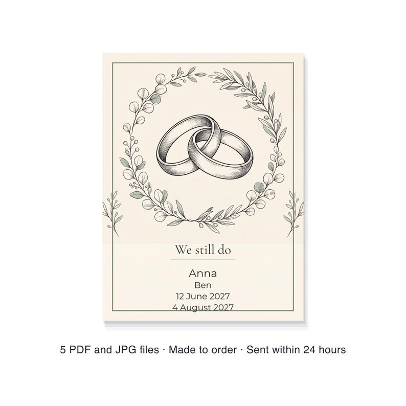 Personalized Vow Renewal Print, Custom Vow Renewal Poster, Anniversary Gift for Couples with Names and Ceremony Date, Keepsake Wall Art image 6