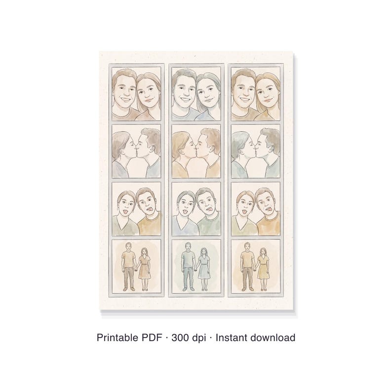 Custom Photo Booth Strip Print, Personalized Wedding Photo Strip Keepsake, Printable PDF 30 x 40 cm, Instant Digital Download image 6