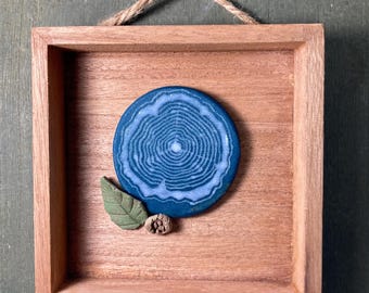 Anillo de árbol azul 1, Esmalte a mano con efecto de arrastre