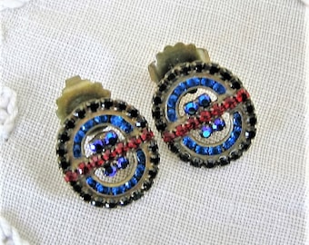 Vintage SORRELLI EARRINGS Rhinestone Designer Pierced Earrings Vintage Costume Jewelry Wedding Jewelry 1990s Gift