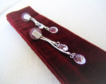 SWAROVSKI EARRINGS Clear Crystal Dangle Sterling Silver Pierced Earrings Vintage Costume Jewelry Designer Bridal Jewelry Bridesmaid Gift