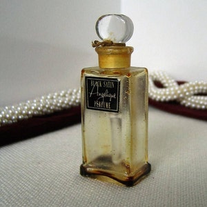 Vintage ANGELIQUE BLACK SATIN Perfume Bottle Collectible Tester 1946 Discontinued Perfume Mini Bottle Miniature Perfume Bottle w Long Dauber